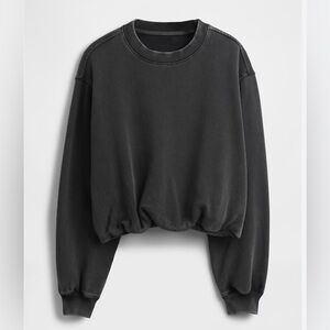Gap heavyweight French Terry bubble hem sweatshirt Washed Black XXS